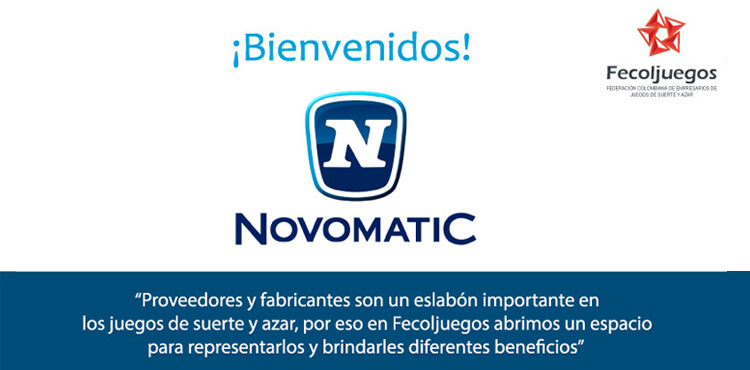 Novomatic, proveedor y fabricante de juegos de suerte y azar se afilia a Fecoljuegos